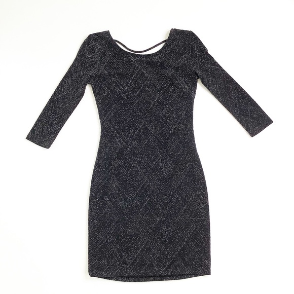 TRIXXI BLACK GLITTER BODY CON DRESS 1 - Picture 3 of 7